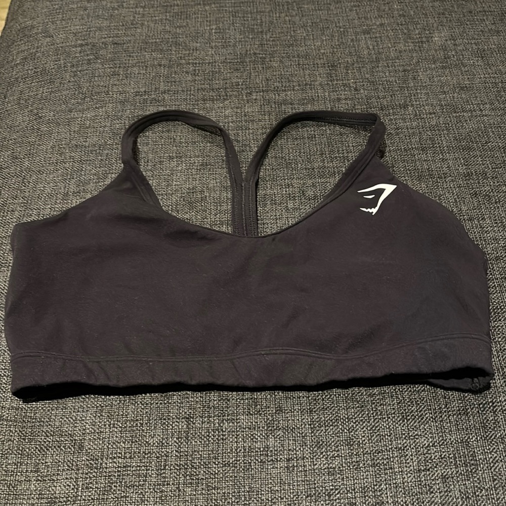Gymshark V Neck Sports Bra, Black, L